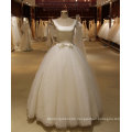 Curve Neckline White Satin/Tulle Wedding Dress